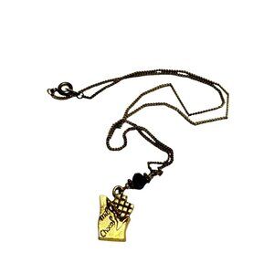 Minnesota Gold Tone Chocolate Charm Pendant Necklace with Black Bead Accent